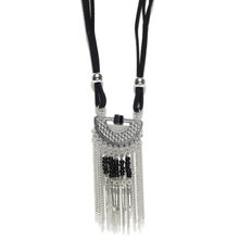 Jewels Galaxy Oxidized Silver-Toned And Black Handcrafted Necklace