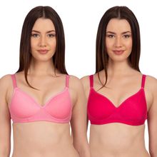 Komli Light Padded Full Coverage Wirefree Bra Pack Of 2 - Multi-Color