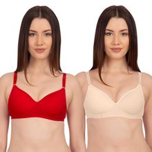 Komli Light Padded Full Coverage Wirefree Bra Pack Of 2 - Multi-Color