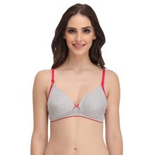 Clovia Cotton Rich Solid Non-Padded Demi Cup Wire Free T-shirt Bra - Light Grey