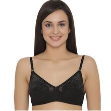Clovia Cotton Rich Solid Non-Padded Full Cup Wire Free Everyday Bra - Black