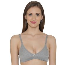 Clovia Cotton Rich Solid Non-Padded Demi Cup Wire Free Everyday Bra - Light Grey