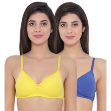Clovia Pack of 2 Cotton Rich Padded Non-Wired Multiway T-Shirt Push-Up Bra - Multi-Color