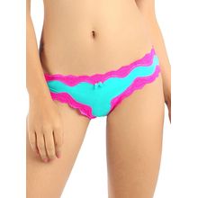 Candyskin Thong With Lace Trim (Teal-Pink)