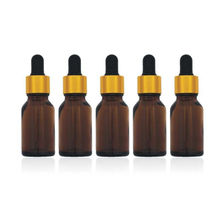 Zenvista Amber Glass Dropper Bottle with Gold Plating - Pack Of 5