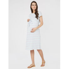 Mystere Paris Maternity Knitted Rib Dress - Blue