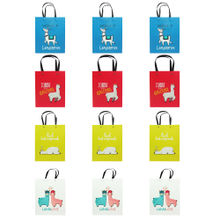 Bag of Small Things Paper Birthday Anniversary Party Lama Gift Bag Multicolor - Set of 12