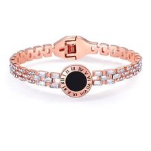 Jewels Galaxy Rose Gold-Plated & Silver-Toned Stone-Studded Handcrafted Cuff Bracelet