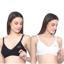 N-Gal Women'S Premium Cotton Seamed Non Padded Maternity Bra Pack Of 2 - Multi-Color