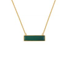 Tribe Amrapali Silver Gold Plated Green Onyx Bar Necklace