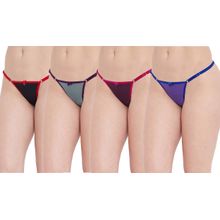 N-Gal Combo Pack Of 4 Exotic Lace Front Adjustable Waist Band Red Purple Pink Blue Thong