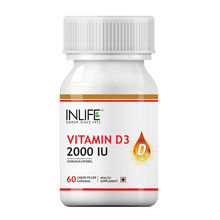 INLIFE Vitamin D3 (Cholecalciferol), 2000 IU, 60 Capsules For Bone Health