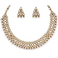 Anika's Creation Pearl Embedded Golden Necklace Set