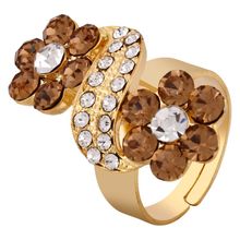 Anika's Creation Stone Studded Gold Plated Designer Ring