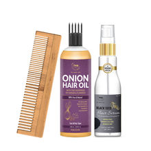 TNW The Natural Wash Hair Care Combo with Onion Hair Oil + Black Seed Hair Serum with Neem Comb