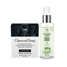TNW The Natural Wash Charcoal Soap With Deep Cleansing & Cucumber Toner For Face