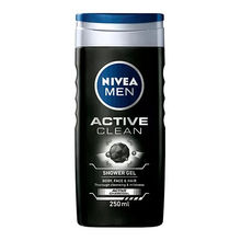 NIVEA Men Body Wash, Active Clean with Active Charcoal, Shower Gel for Body, Face & Hair
