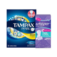 Tampax Pearl Regular Tampons + Whisper Liners 20S Combo