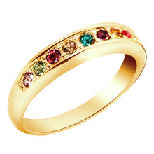Peora Colourful Crystal Gold Plated Ring