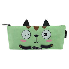 Bag Of Small Things Fabric Cat Make Up Pouch - Green