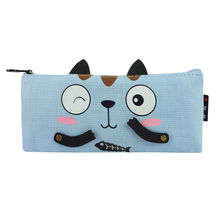 Bag Of Small Things Fabric Cat Make Up Pouch - Blue