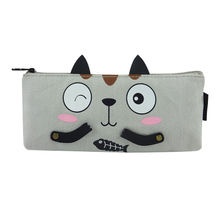 Bag Of Small Things Fabric Cat Make Up Pouch - Brown