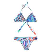 Zivame Aqua Geometric Print Halter Bikini Set With Removable Cups