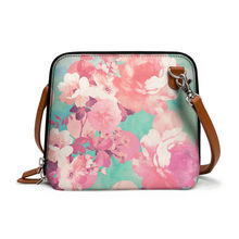 DailyObjects Romantic Pink Retro Floral Pattern Teal Polka Dots - Trapeze Crossbody Bag