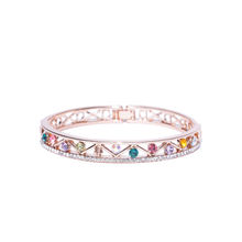 Jewels Galaxy Multicolored 18K Rose Gold-Plated Handcrafted Bangle-Style Bracelet