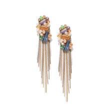 Jewels Galaxy Multicolored Gold-Plated Handcrafted Tasselled Earrings