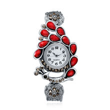 Jewels Galaxy Maroon Silver-Plated Handcrafted Bracelet cum Watch