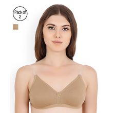 Floret Pack of 2 Solid T-shirt Bra - Nude