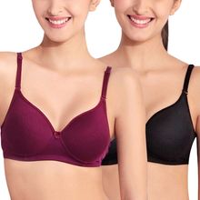 Floret Pack of 2 Solid Non-Wired Heavily Padded Push-Up Bra - Multi-Color