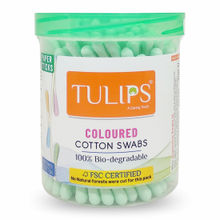 Tulips Cotton Ear Buds (100 Stciks In A Jar) Made With White Paper Stick In Multi Color Pack