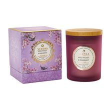 Veedaa Wild Violet And Bergamot Czech Glass Scented Candle
