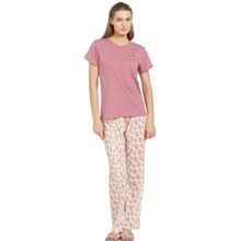 Velure Purple Solid Hosiery Round Neck Top & Pajama Set for Women