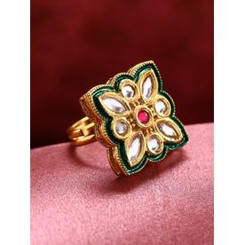 Knick Knack Nook Mumtaz Grey Enamel Kundan Indian Statement Ring Buy Knick Knack Nook Mumtaz Grey Enamel Kundan Indian Statement Ring Online At Best Price In India Nykaa