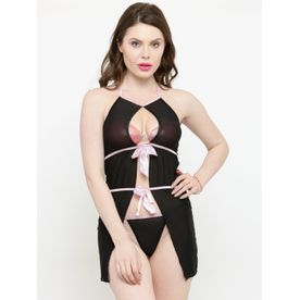 N Gal Open Front See Thru Black Lace Sexy Babydoll Nightdres N Gal Open Front See Thru Black Lace Sexy Babydoll Nightdres
