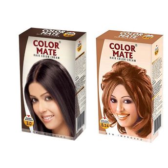 Color Mate Dark Brown Golden Copper Hair Color Cream130ml Each