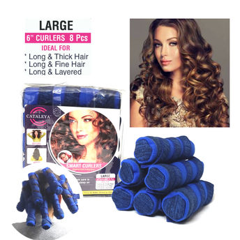 Cataleya Smart Curlers Large 6 Inches For Long Hair Royal Blue Pack Of 8