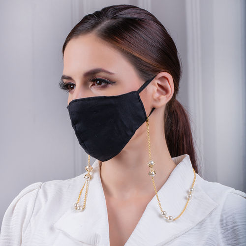 Joules By Radhika Sublime Off-white And Golden Multipurpose Mask Chain(1)