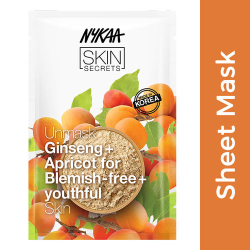 Nykaa Skin Secrets Ginseng + Apricot Sheet Mask for Blemish Free & Youthful Skin(20ml)