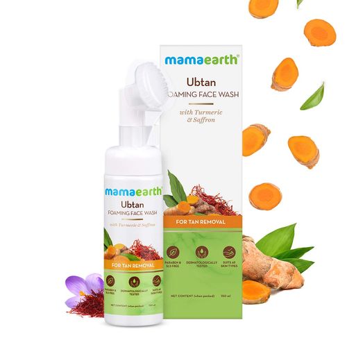 Mamaearth Ubtan Foaming Face Wash With Brush With Turmeric & Saffron For Tan Removal(150ml)