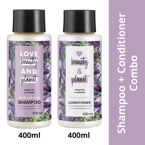Love Beauty & Planet Natural Argan Oil & Lavender Anti-Frizz Shampoo & Conditioner Combo