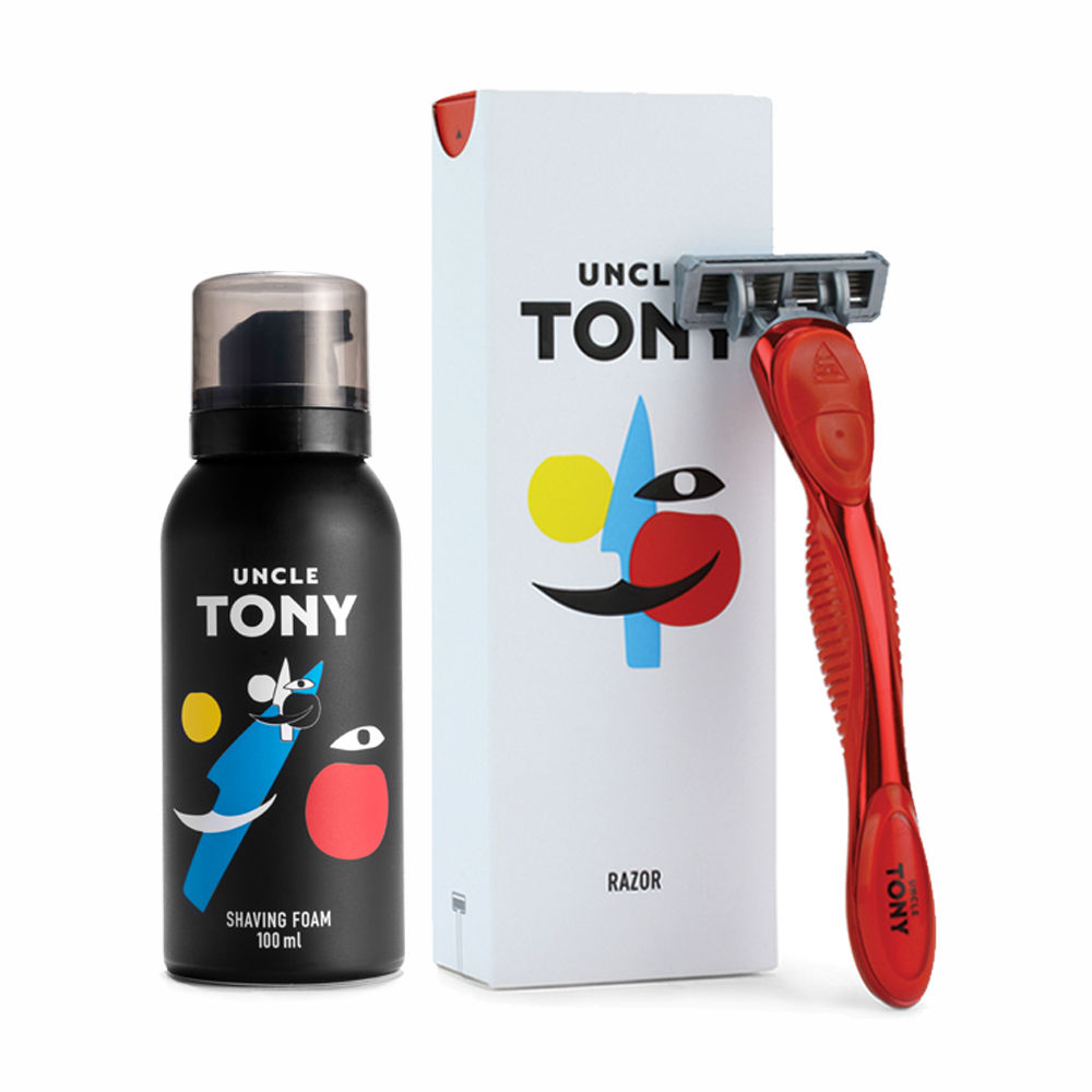 Uncle Tony Shaving Experience Kit (Razor + Foam) - Red