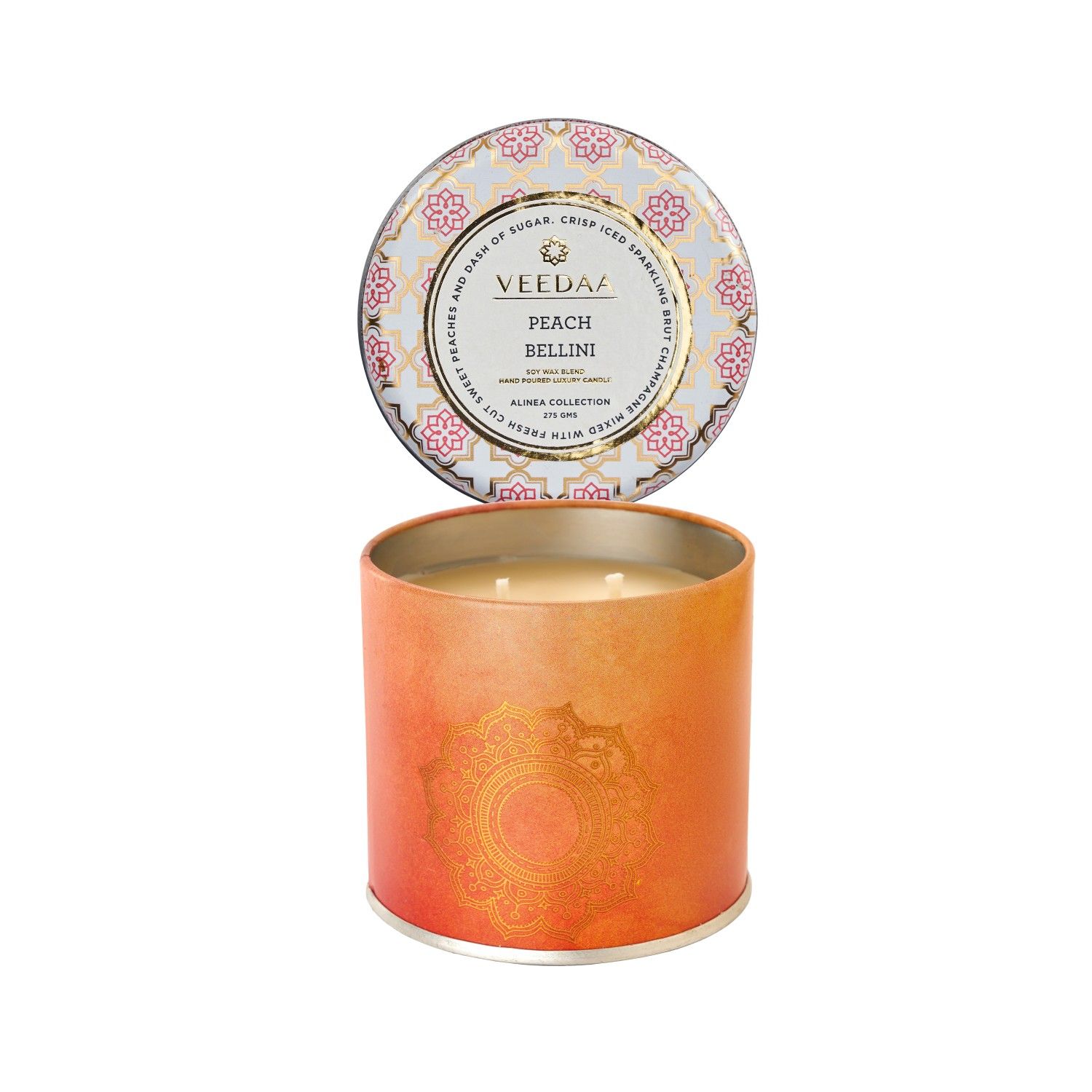 Veedaa Peach Bellini Mason Tin Scented Candle