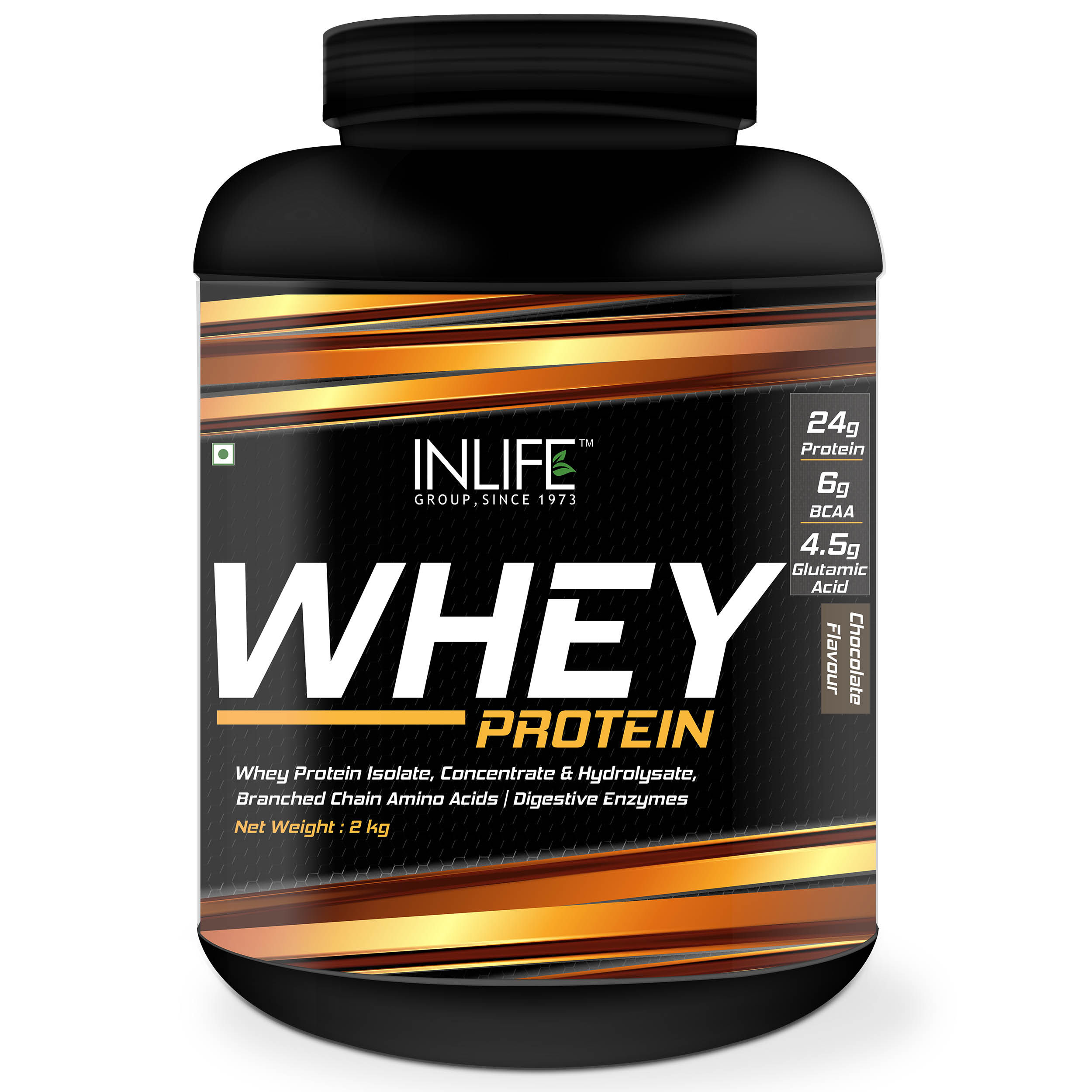 INLIFE Whey Protein Powder Blend Of Isolate Hydrolysate Concentrate Body Building Supplement Chocolate Flavour 2Kg