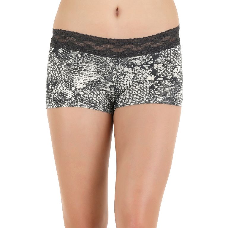 Buy Zivame All Lace Emblishment Mid Waist Boyshorts Steel Grey N White Online 0525