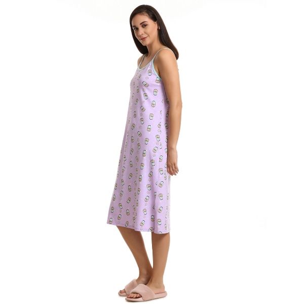 Zivame Coffee Times Three Fourth Nighty - Lavedner N Print: Buy Zivame Coffee Times Three Fourth 