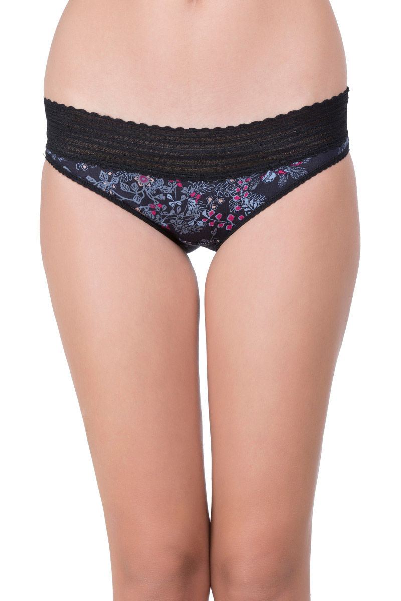 Zivame All That Lace n Mesh Hipster Panty- Black